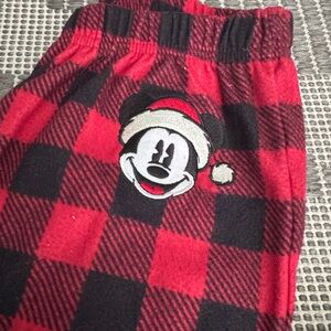 Disney Mickey Mouse Red and Black Plaid Pajama Bottoms